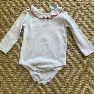 Little English red ruffle collar onesie 9M